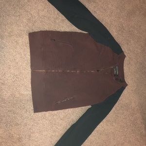 Mens black and red ribbed zip up